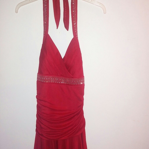 Red Halter Prom Dress Trixxi